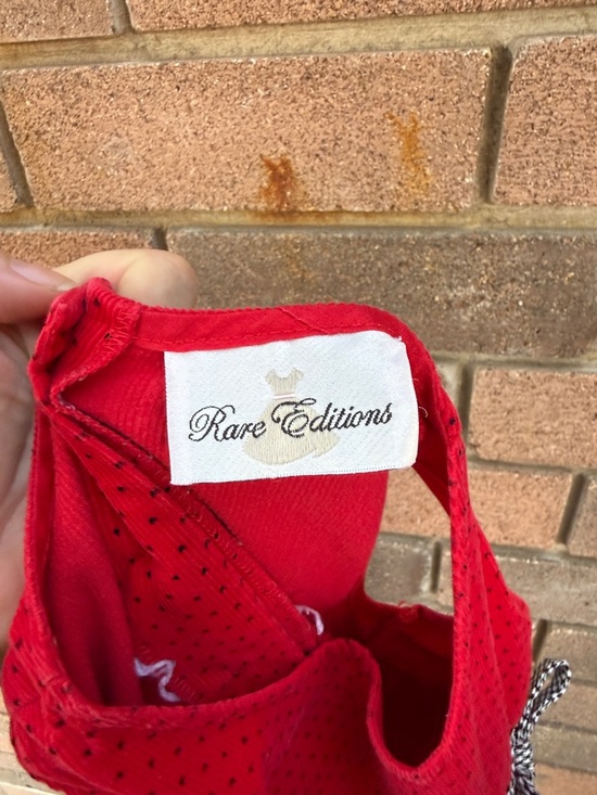 Rare Editions Red Polka Dot Dress with Dog & Gingham Trim Size 4T - Picture 2 of 6